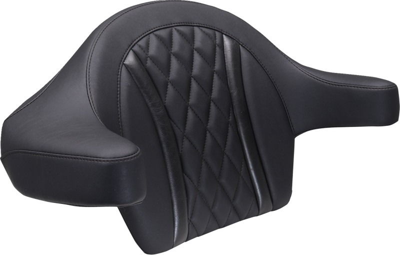 Deluxe Extended Arm Wrap-around Backrest - Diamond - Black Stitch - FLT/FLH '23-'25